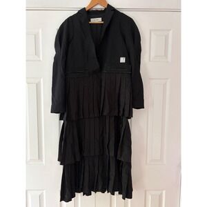 RE;CODE Black Tiered Pleated Blazer Dress Limited Edition 7/7 Wool Blend Small